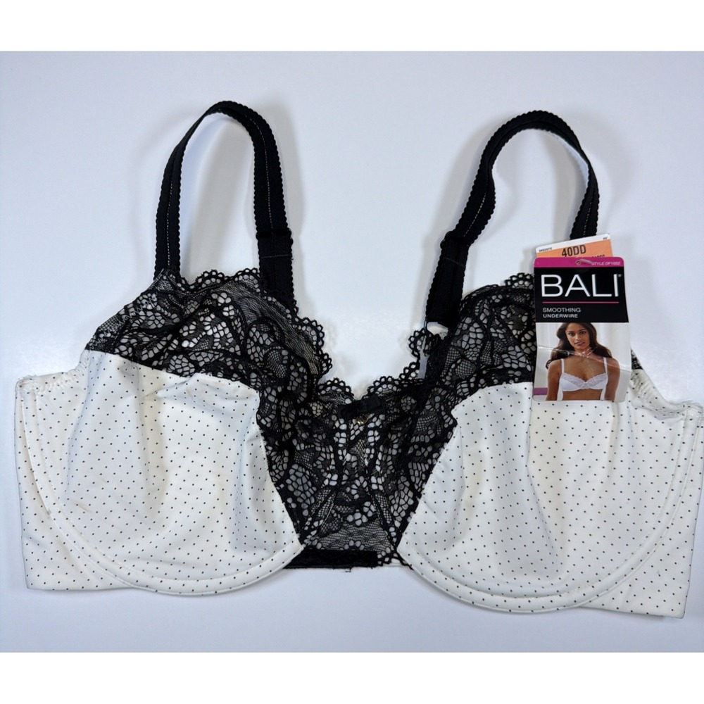 Bali 40DD Bra White Lace Desire Back Smoothing Underwire Back Close DF1002 NWT